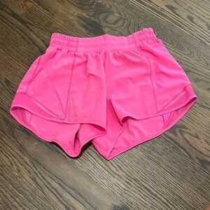 Sonic pink lululemon hotty hot 4” shorts